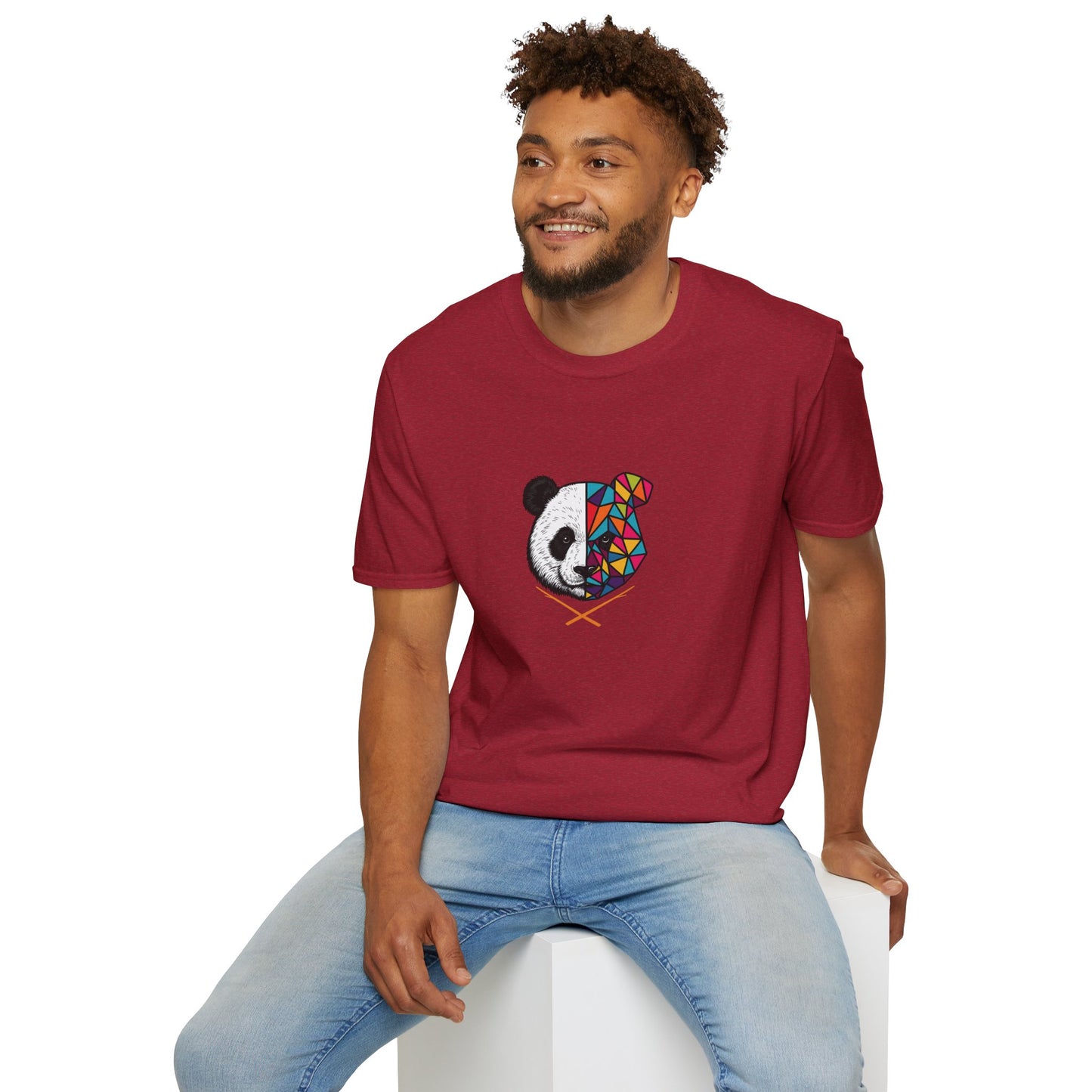 Unisex Softstyle T-Shirt - Colorful Panda Graphic 'Into The Wild' Motivational Tee