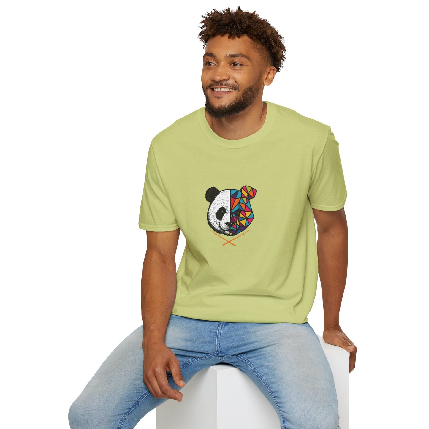 Unisex Softstyle T-Shirt - Colorful Panda Graphic 'Into The Wild' Motivational Tee
