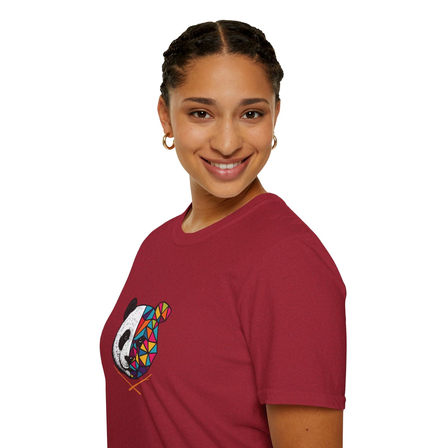 Unisex Softstyle T-Shirt - Colorful Panda Graphic 'Into The Wild' Motivational Tee