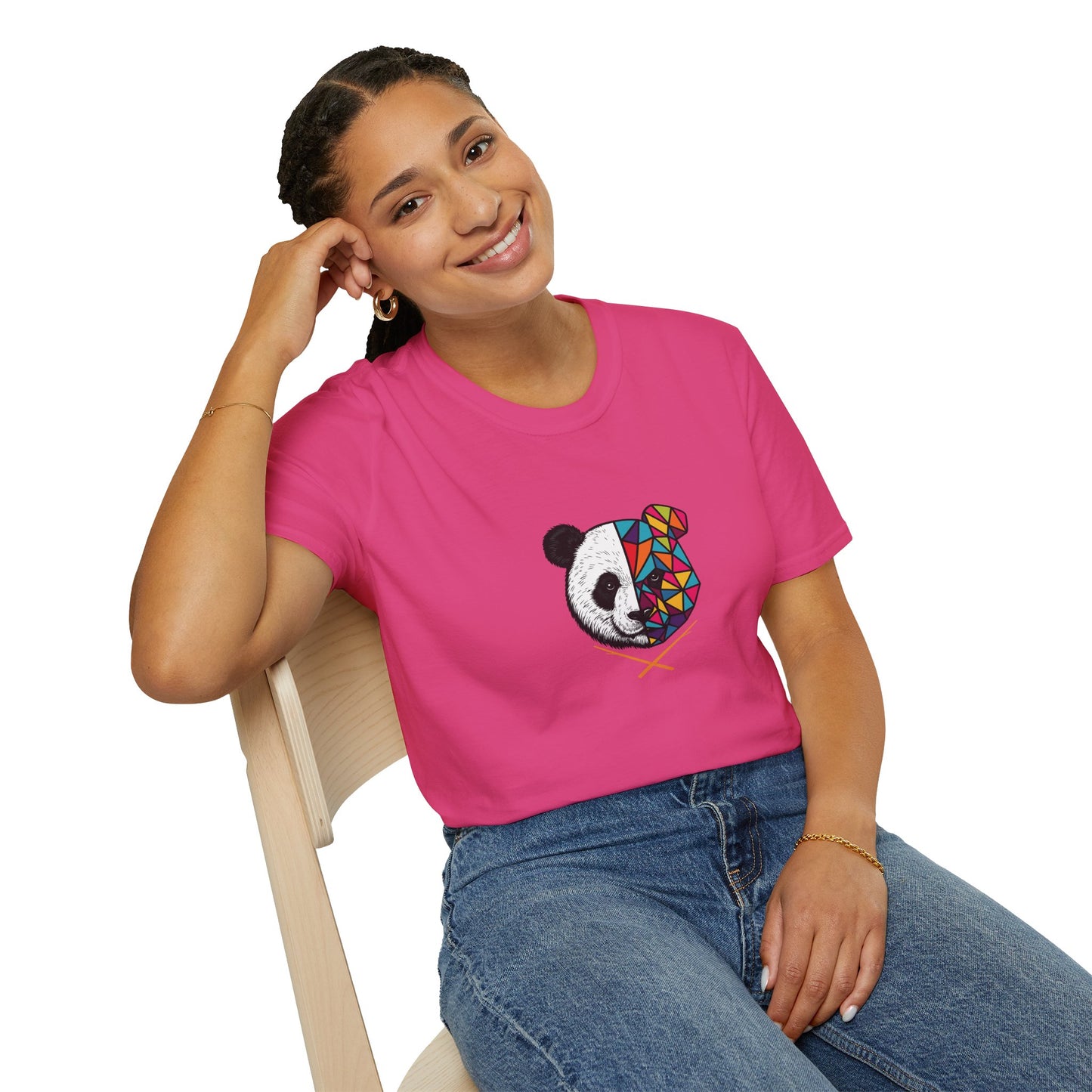 Unisex Softstyle T-Shirt - Colorful Panda Graphic 'Into The Wild' Motivational Tee