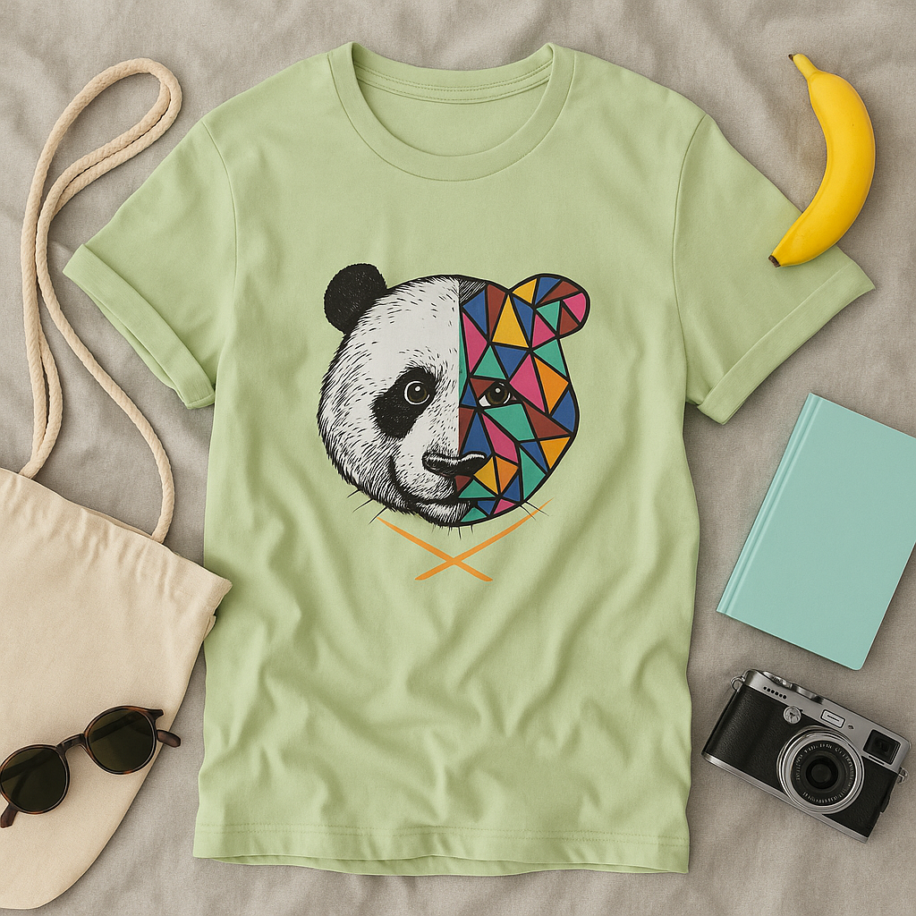 Unisex Softstyle T-Shirt - Colorful Panda Graphic 'Into The Wild' Motivational Tee