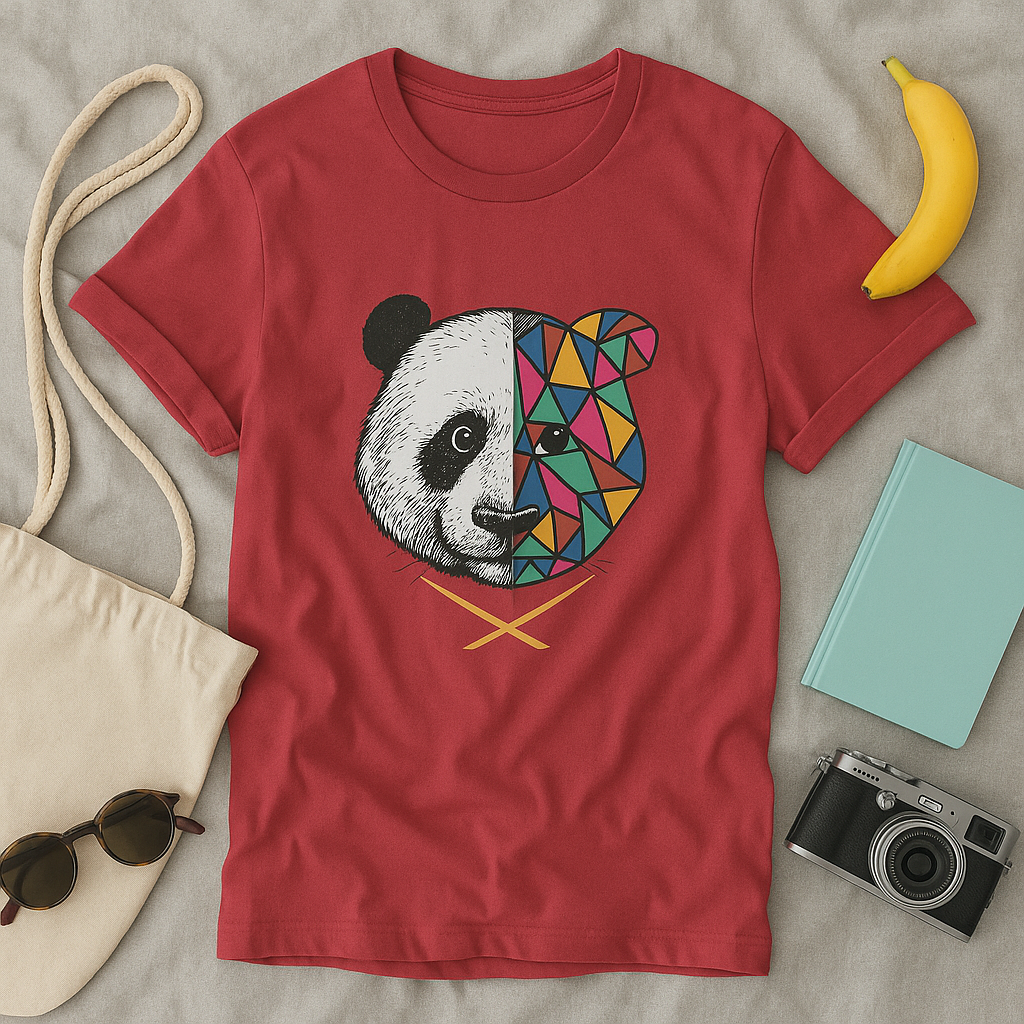 Unisex Softstyle T-Shirt - Colorful Panda Graphic 'Into The Wild' Motivational Tee