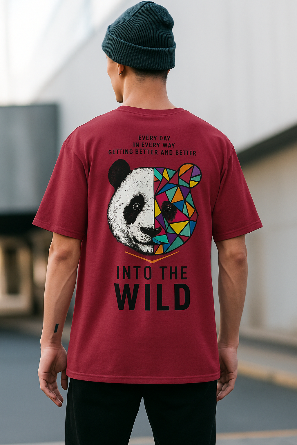 Unisex Softstyle T-Shirt - Colorful Panda Graphic 'Into The Wild' Motivational Tee