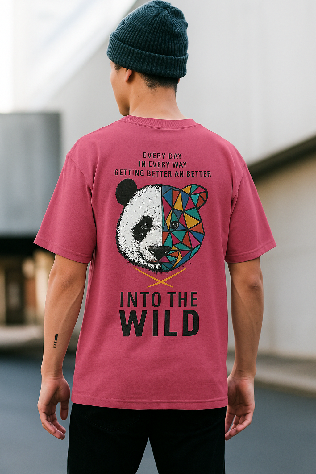 Unisex Softstyle T-Shirt - Colorful Panda Graphic 'Into The Wild' Motivational Tee