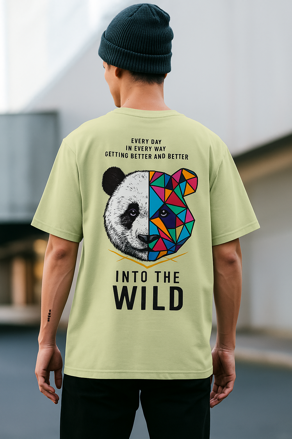 Unisex Softstyle T-Shirt - Colorful Panda Graphic 'Into The Wild' Motivational Tee