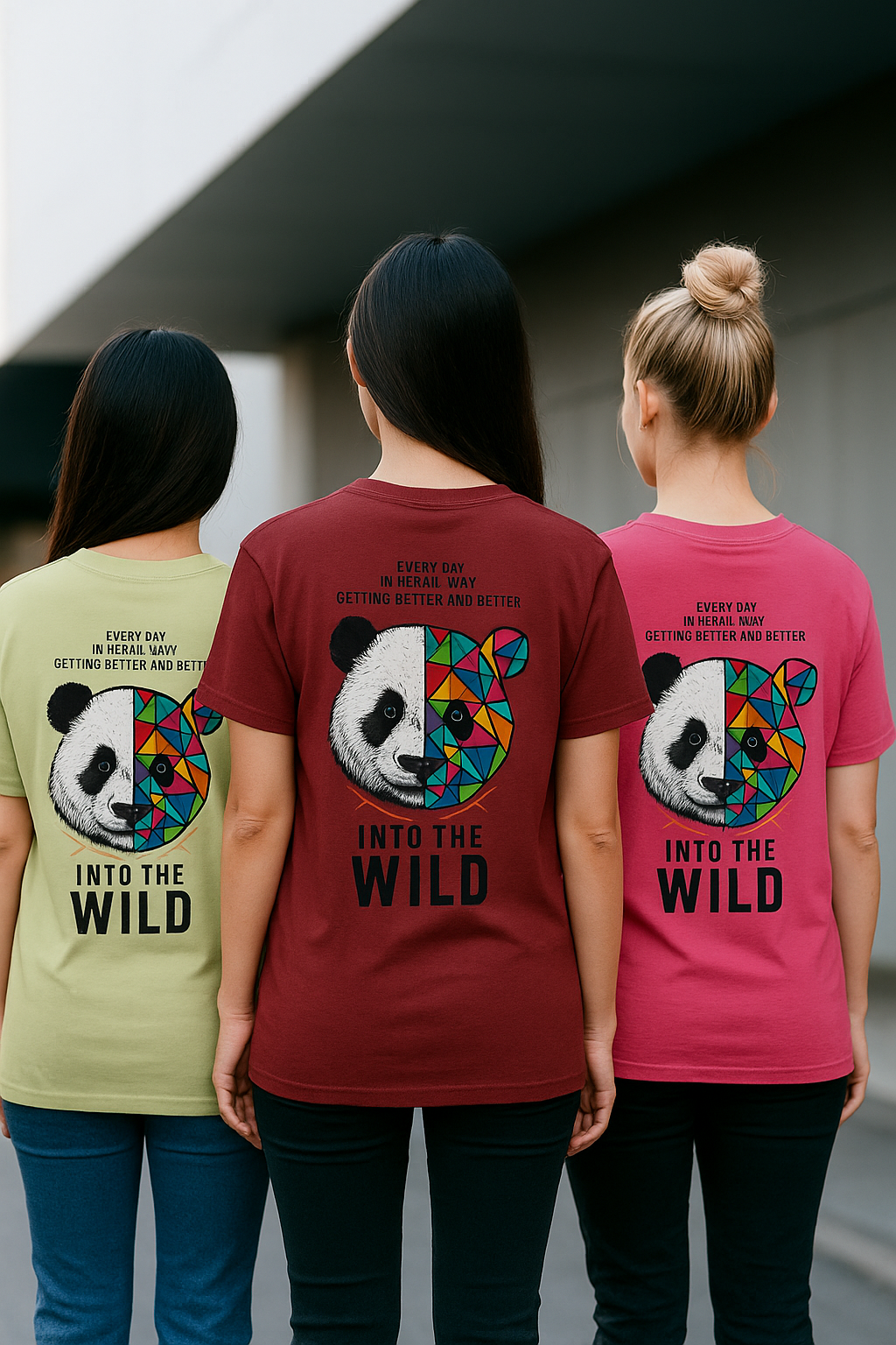 Unisex Softstyle T-Shirt - Colorful Panda Graphic 'Into The Wild' Motivational Tee