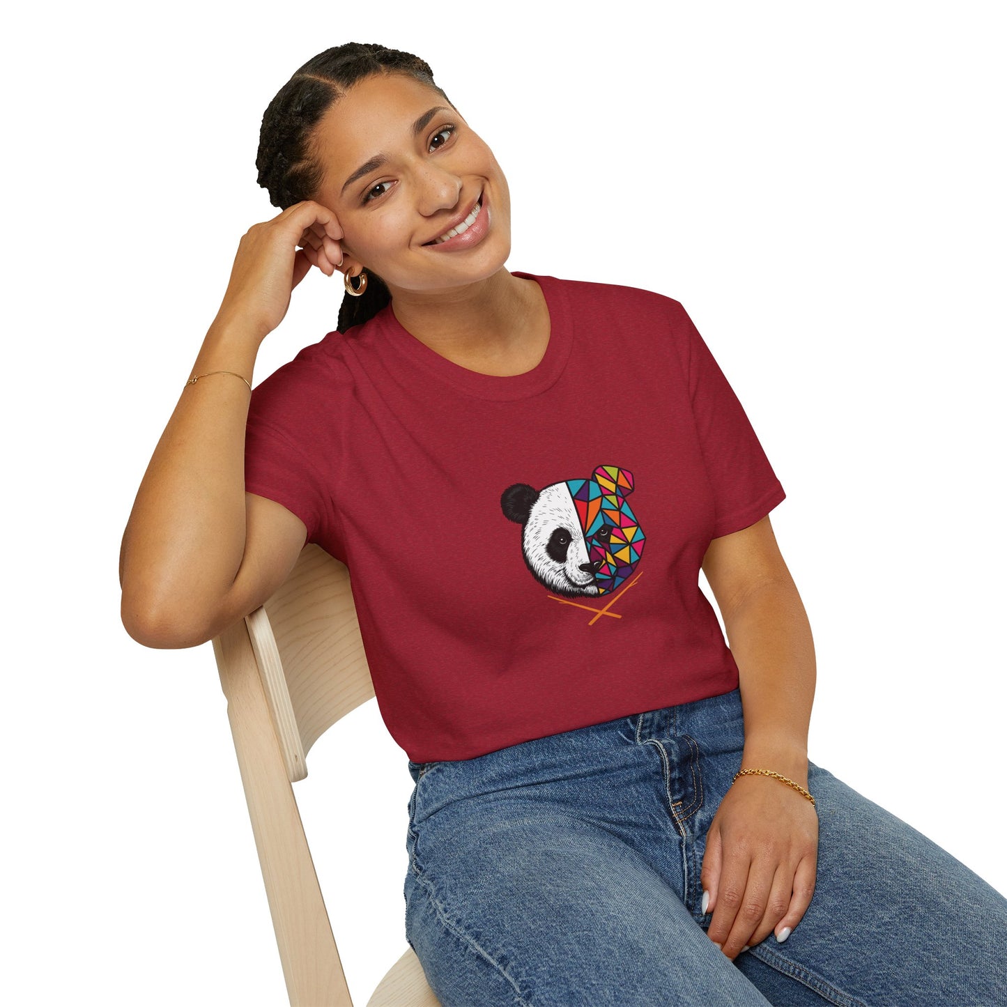 Unisex Softstyle T-Shirt - Colorful Panda Graphic 'Into The Wild' Motivational Tee