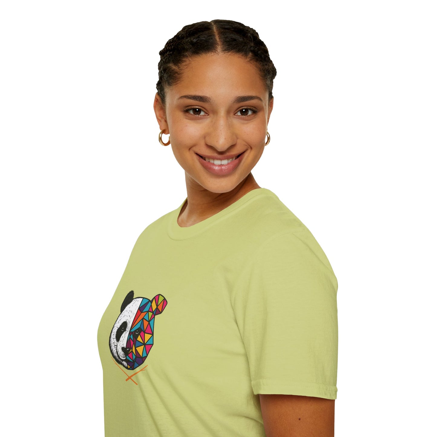 Unisex Softstyle T-Shirt - Colorful Panda Graphic 'Into The Wild' Motivational Tee