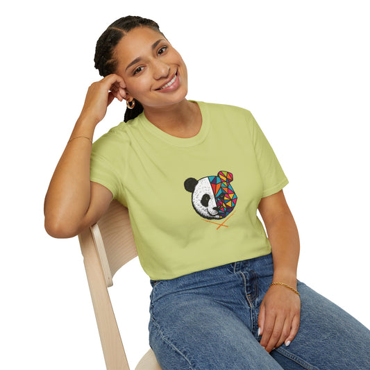 Unisex Softstyle T-Shirt - Colorful Panda Graphic 'Into The Wild' Motivational Tee