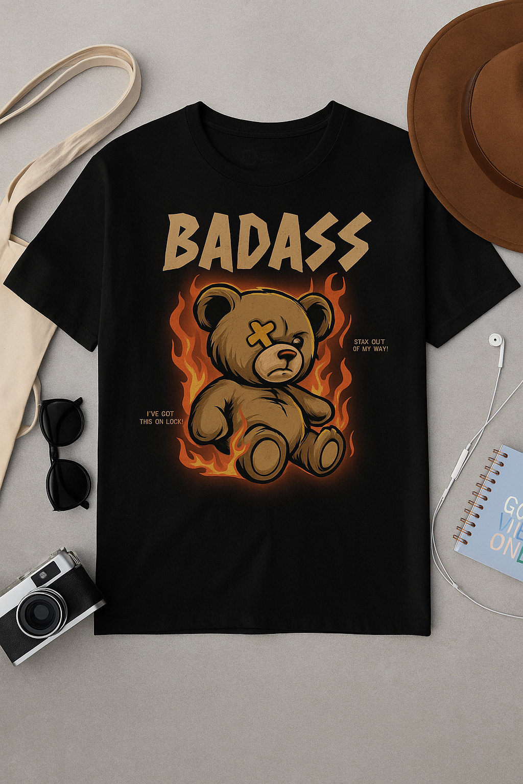 Badass Bear Graphic T-Shirt - Unisex Softstyle Tee