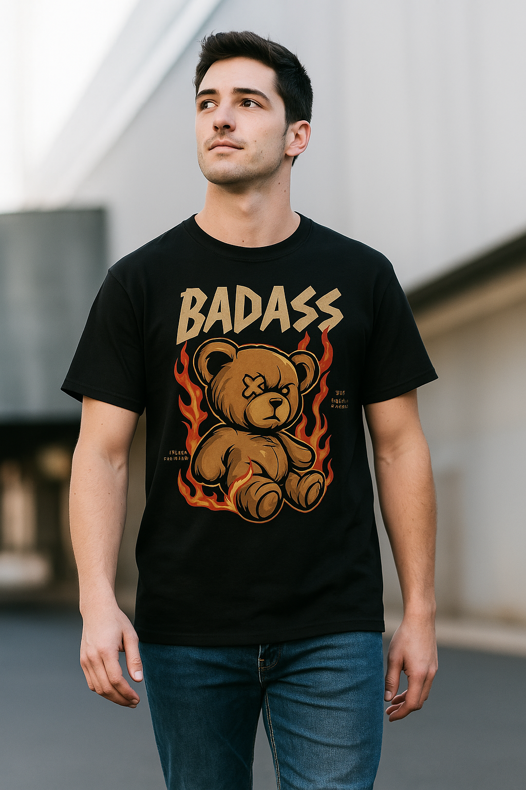 Badass Bear Graphic T-Shirt - Unisex Softstyle Tee